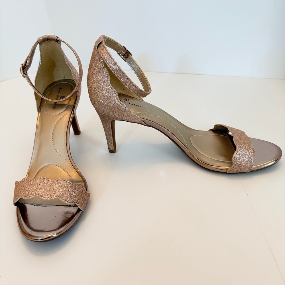 Bandolino Metallic Bronze Shimmer Ankle Strap Heels Size 9
